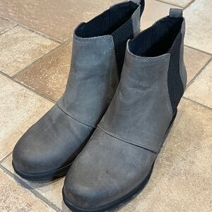 Sorel Joan Arctic II Quarry Wedge Leather Boots Gray 3022-052 Womens Size 10
